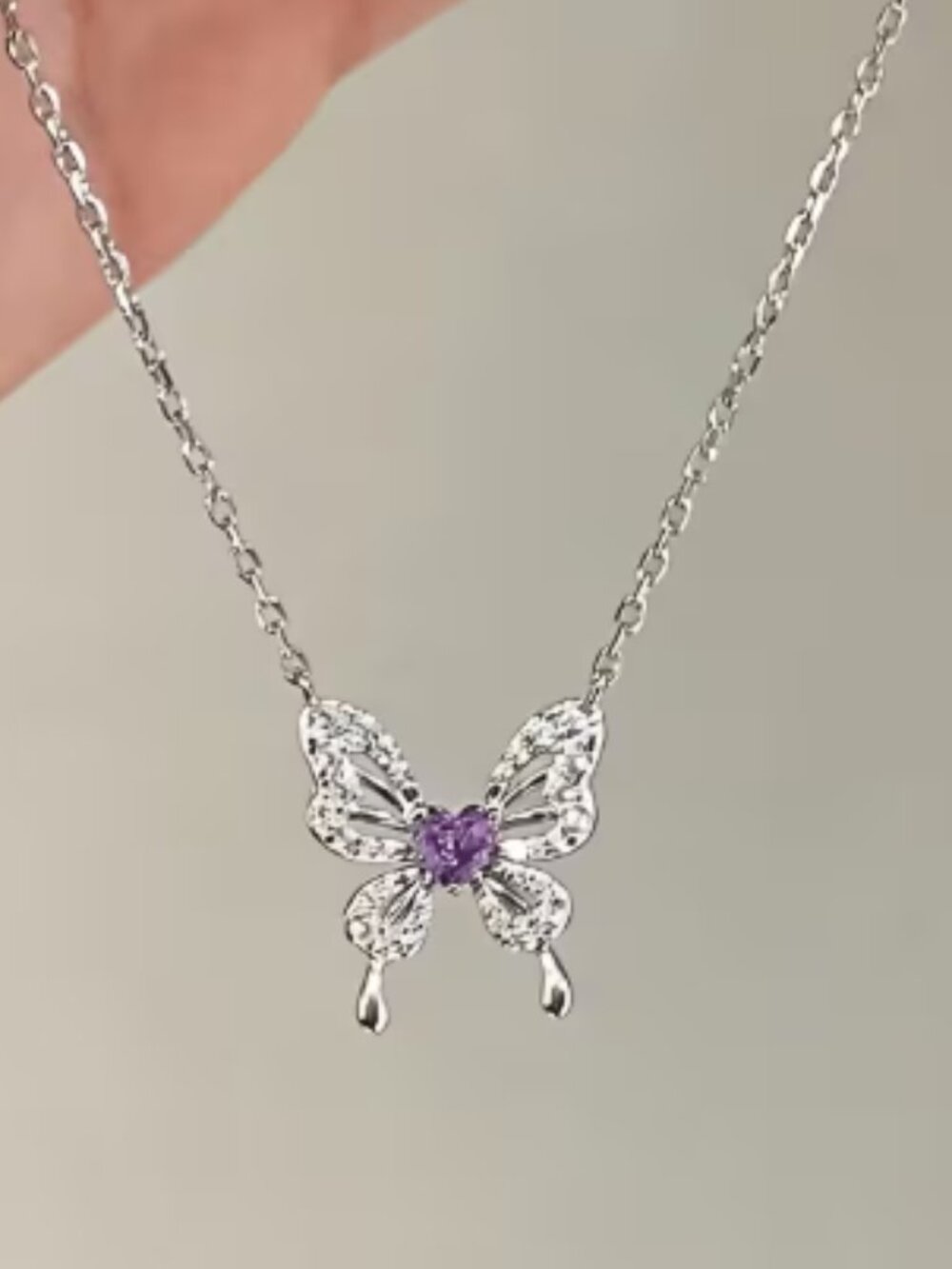 Purple Butterfly Necklace